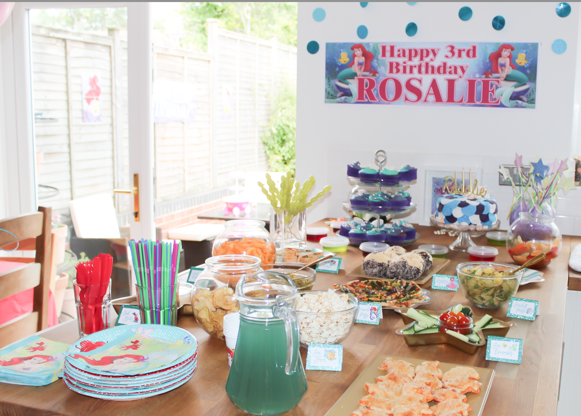 little mermaid themed kids party food - Roseyhome - food, party food, kids party food, little mermaid party food, the little mermaid party, birthday party, 3rd birthday, kids party, party decor, decor haul, mermaid party, under the sea party, party, decor, decorations, the little mermaid, disney